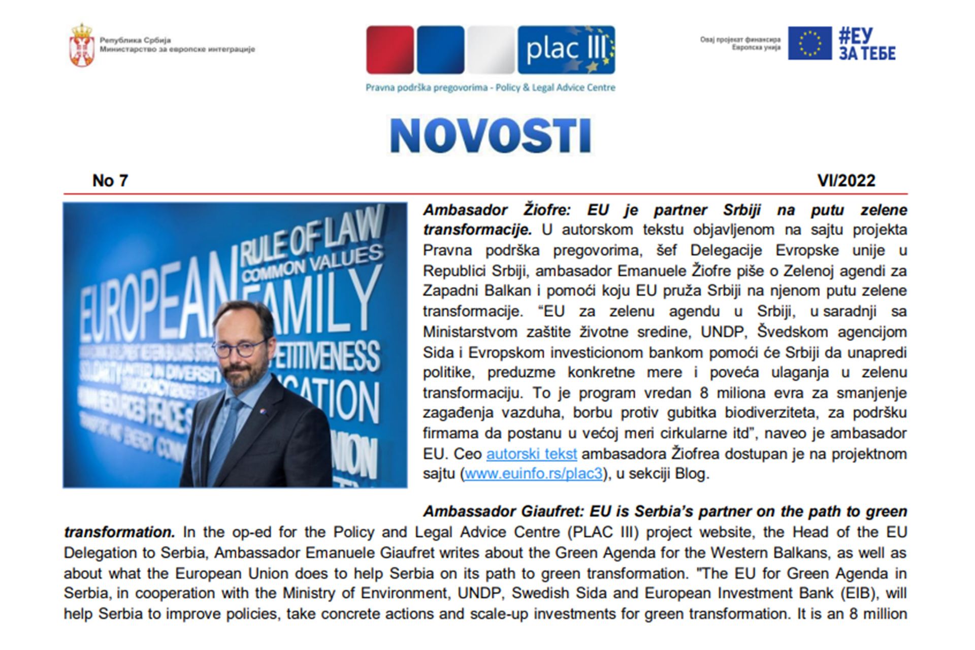 Sedmi broj newslettera PLAC III Novosti